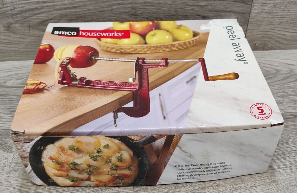 Amco Houseworks Peel Away Apple Peeler Corer Slicer Heavy Duty Clamp Style New